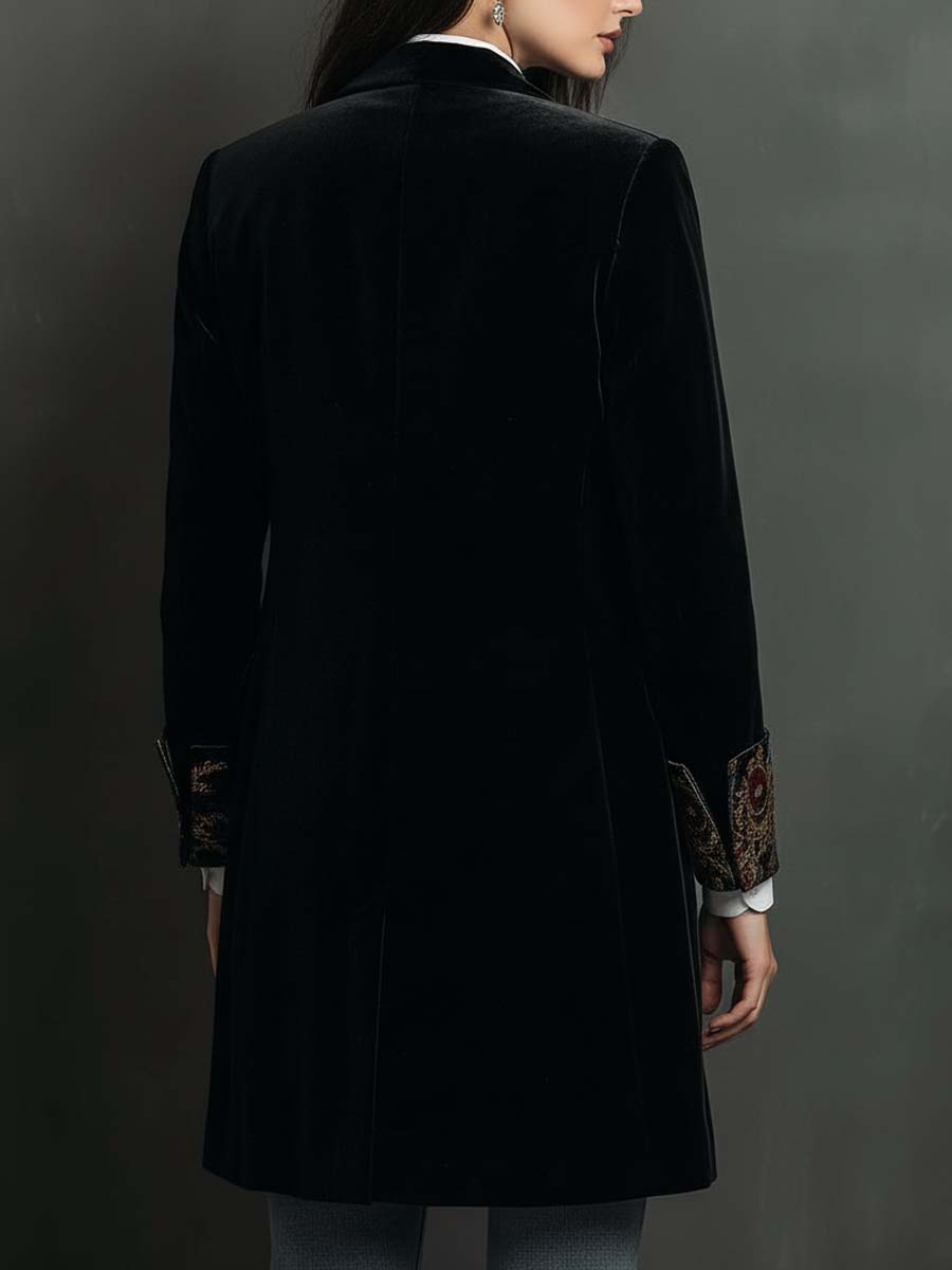Damen Schwarzer Figurbetonter Barock-Blazer mit Revers