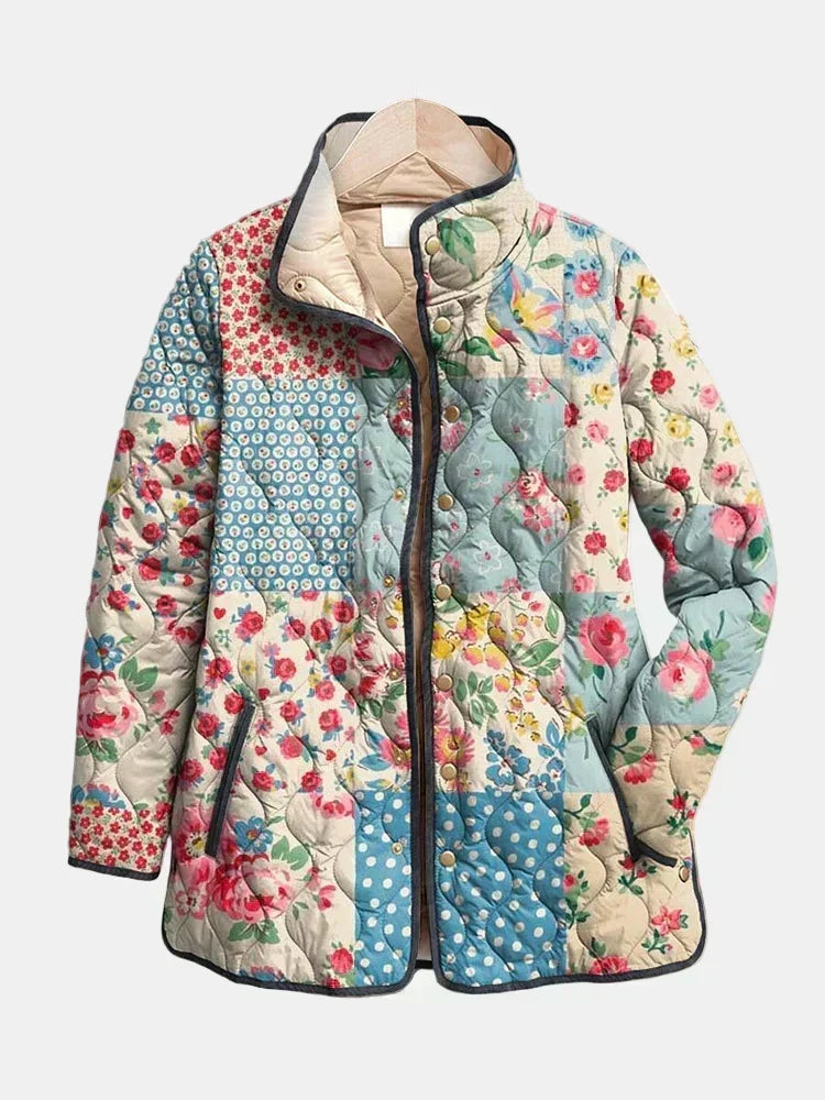 Krystyna™ | Gesteppte Jacke mit Blumen-Patchwork