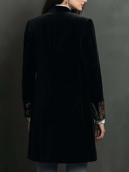 Damen Schwarzer Figurbetonter Barock-Blazer mit Revers