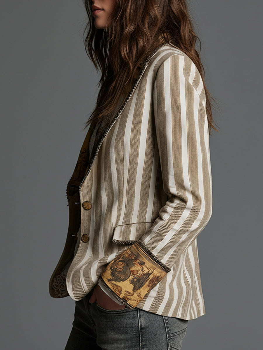 Damen Böhmischer Blazer mit Streifenmuster