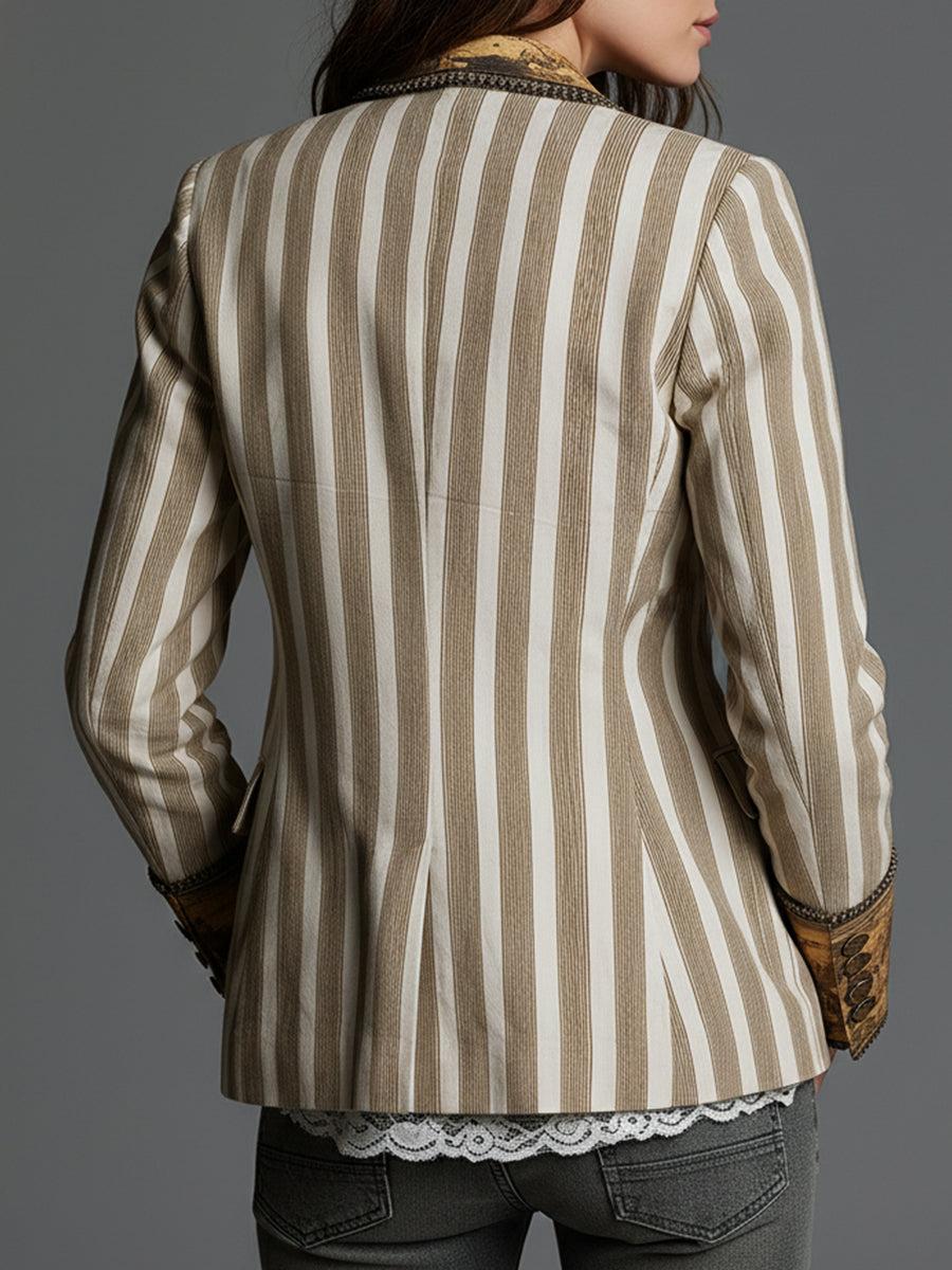 Damen Böhmischer Blazer mit Streifenmuster