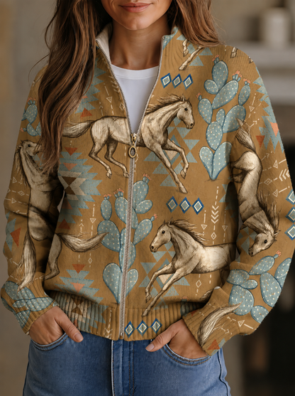 Perpetua™ | Reißverschluss-Strickjacke im Western-Stil