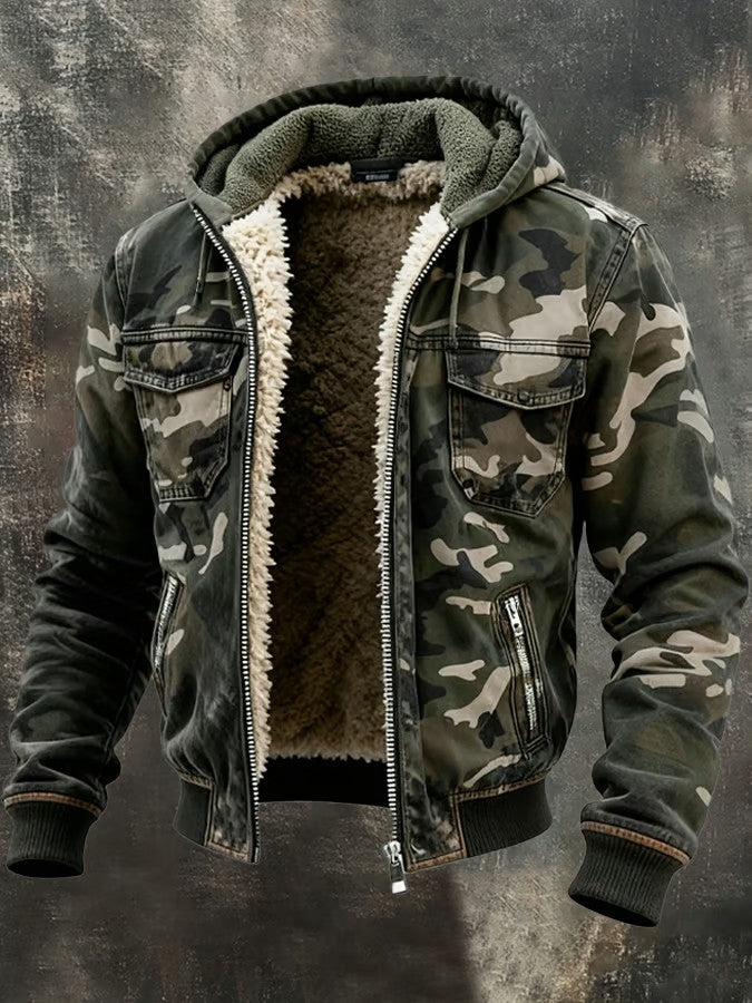 Mateusz™ | Gefütterte Camouflage-Jacke mit Kapuze