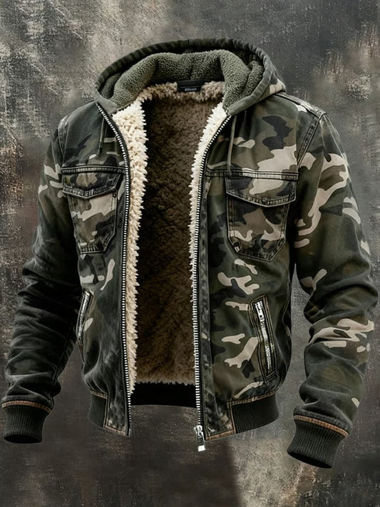 Mateusz™ | Gefütterte Camouflage-Jacke mit Kapuze