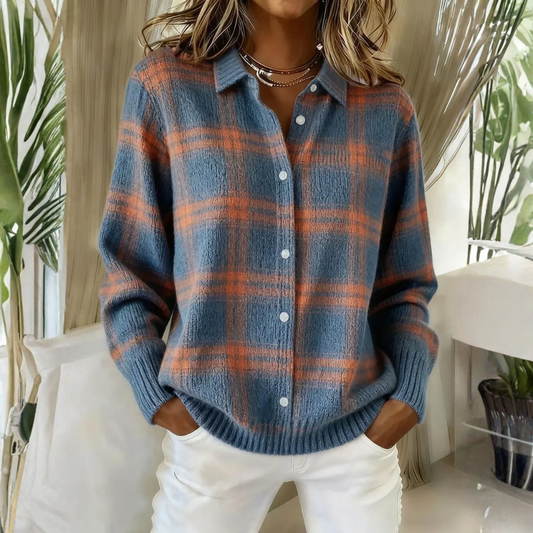 Grazia™ | Karierte Strickjacke – Blau