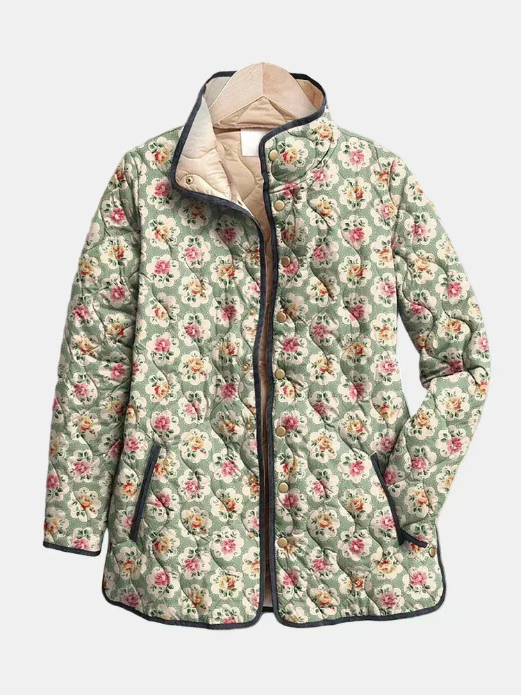 Halina™ | Gesteppte Jacke mit Künstlerischem Blumenmuster