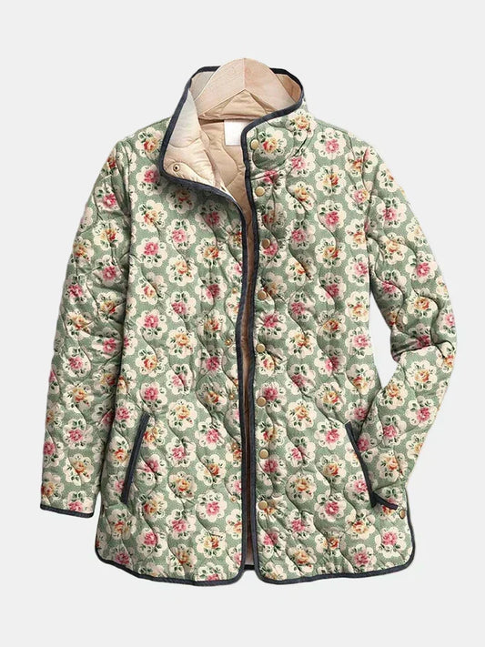 Halina™ | Gesteppte Jacke mit Künstlerischem Blumenmuster