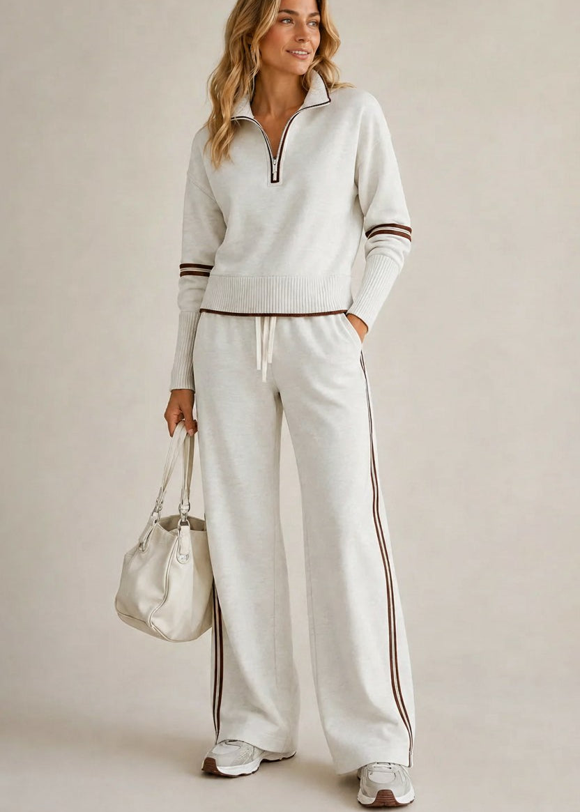 Kate™ | Pullover mit Halbem Reißverschluss & Weiter Hose