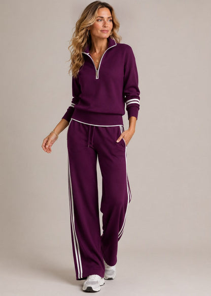 Kate™ | Pullover mit Halbem Reißverschluss & Weiter Hose