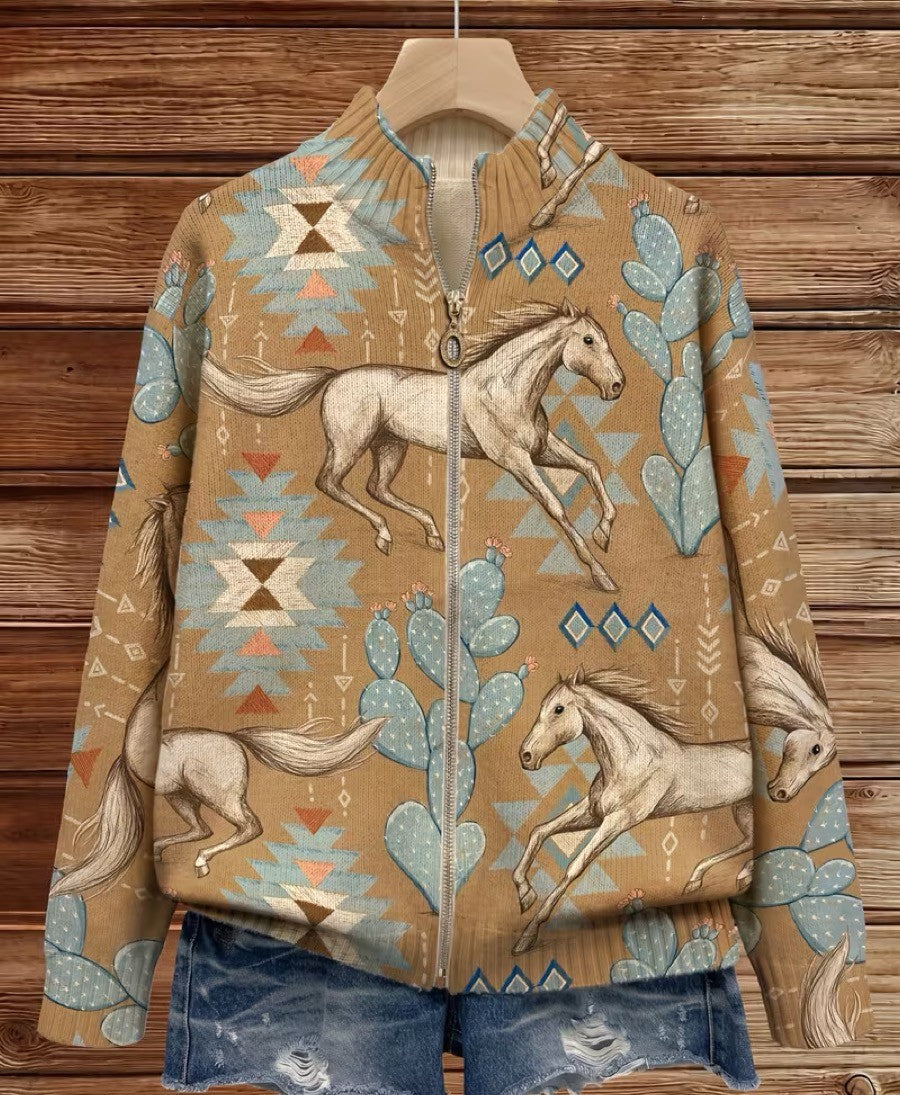Perpetua™ | Reißverschluss-Strickjacke im Western-Stil