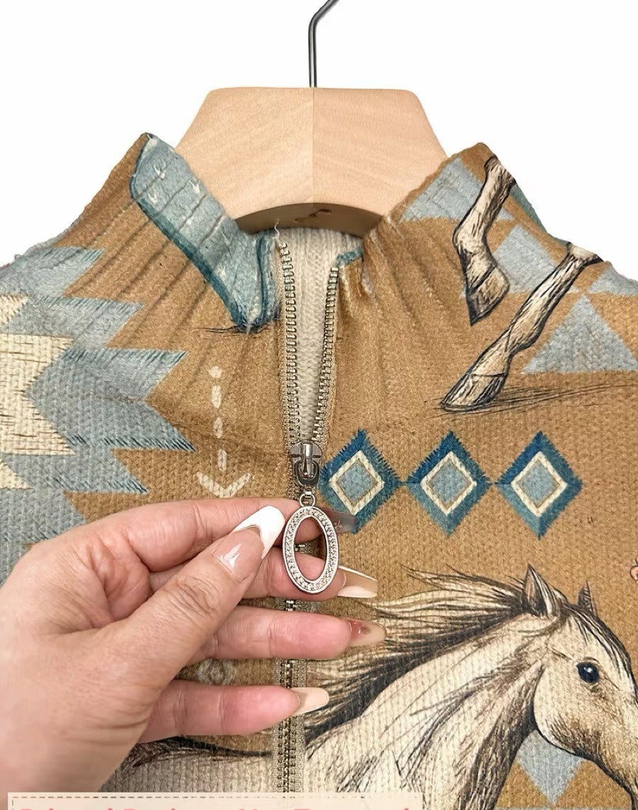 Perpetua™ | Reißverschluss-Strickjacke im Western-Stil