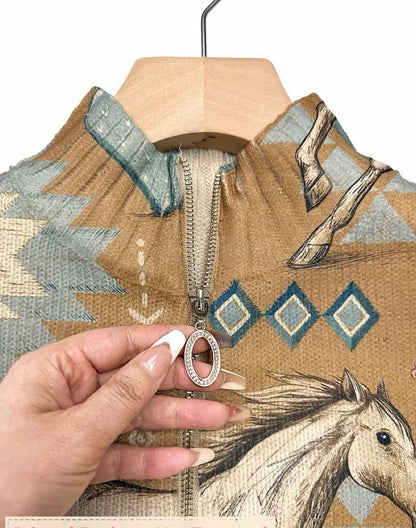 Perpetua™ | Reißverschluss-Strickjacke im Western-Stil