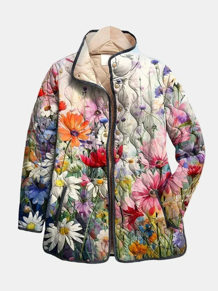 Stefania™ | Gesteppte Jacke mit Retro-Blumenmuster