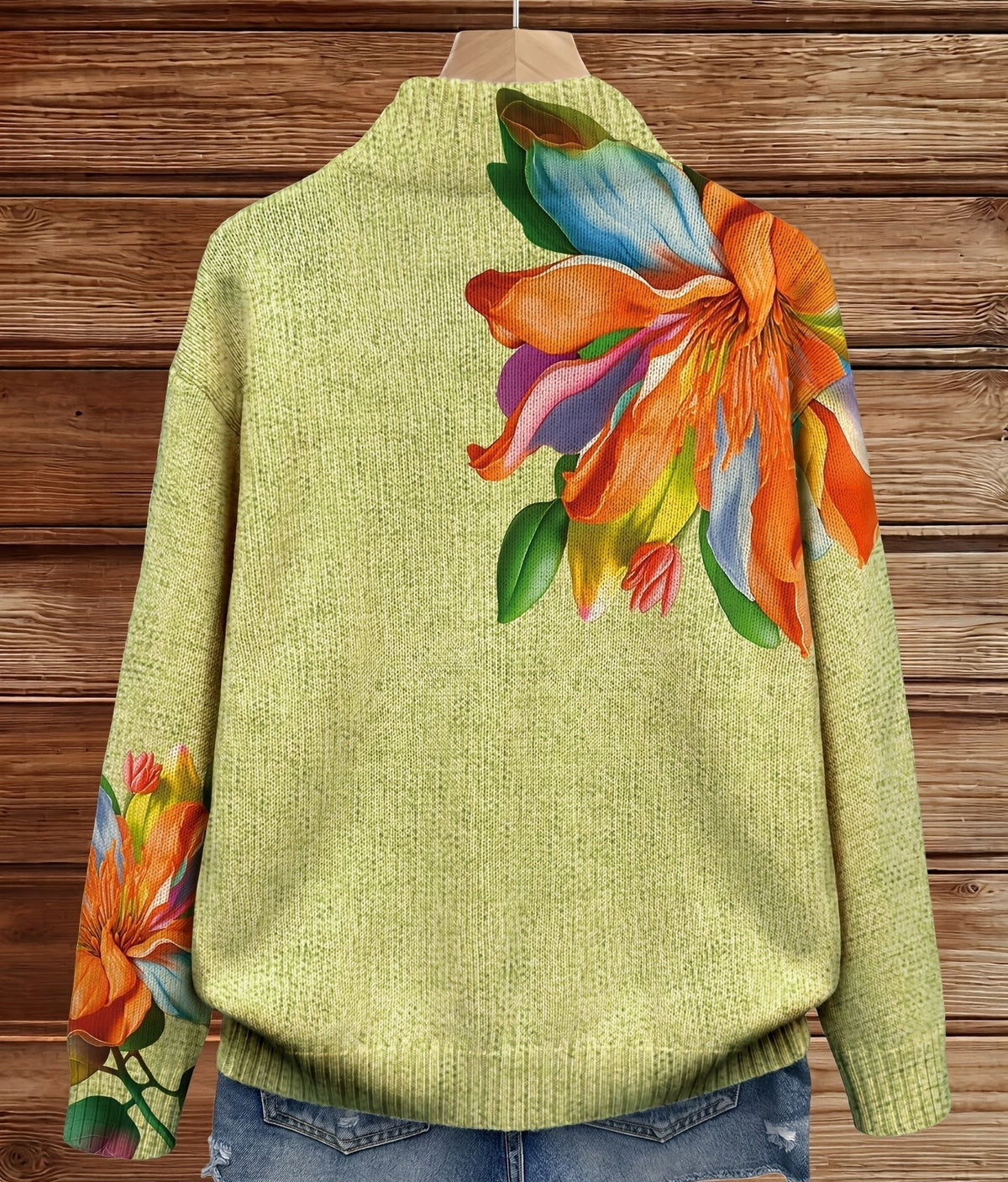 Sidonie™ | Reißverschluss-Strickjacke mit Tropischen Lilien