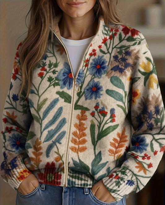 Tabitha™ | Reißverschluss-Strickjacke mit Botanischem Garten